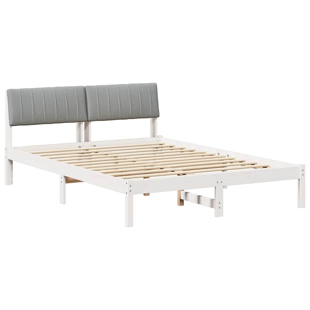 Sengestel Hvid og lys grå 135 x 190 cm Massivt fyrretræ