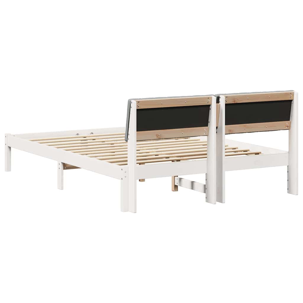 Sengestel Hvid og lys grå 135 x 190 cm Massivt fyrretræ