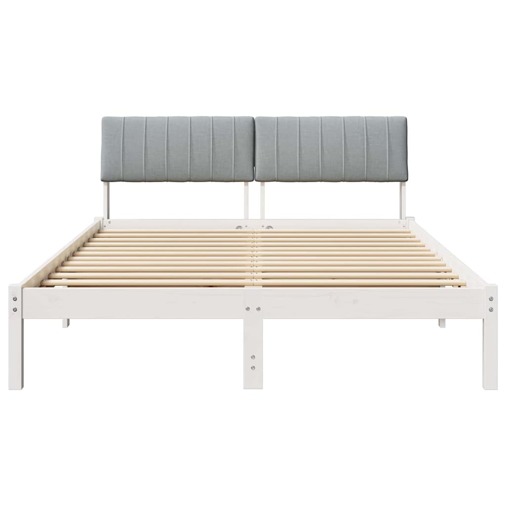 Sengestel Hvid og lys grå 135 x 190 cm Massivt fyrretræ