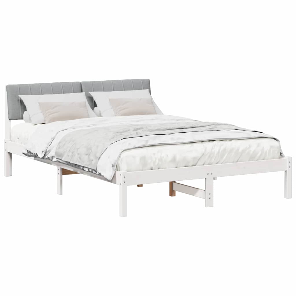Sengestel Hvid og lys grå 135 x 190 cm Massivt fyrretræ