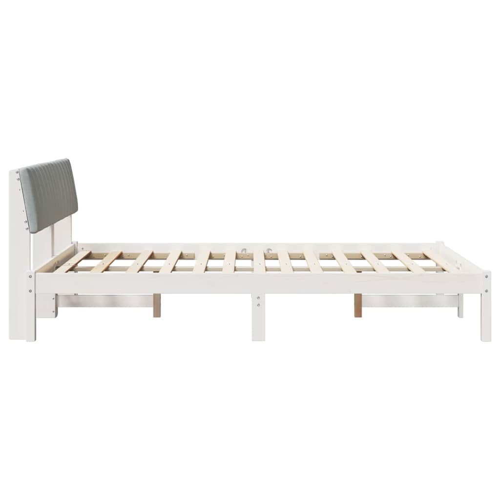 Sengestel Hvid og lys grå 135 x 190 cm Massivt fyrretræ