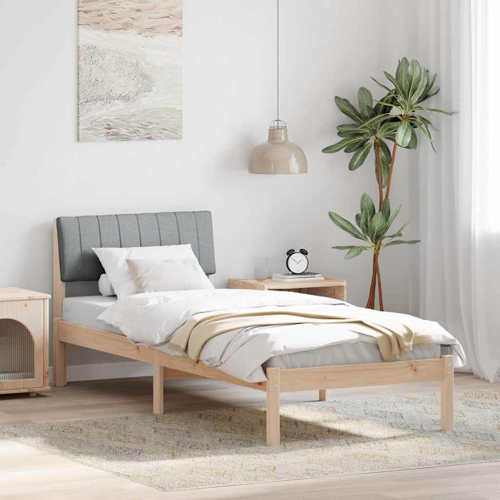Sengestel Brun og lys grå 75 x 190 cm Massivt fyrretræ