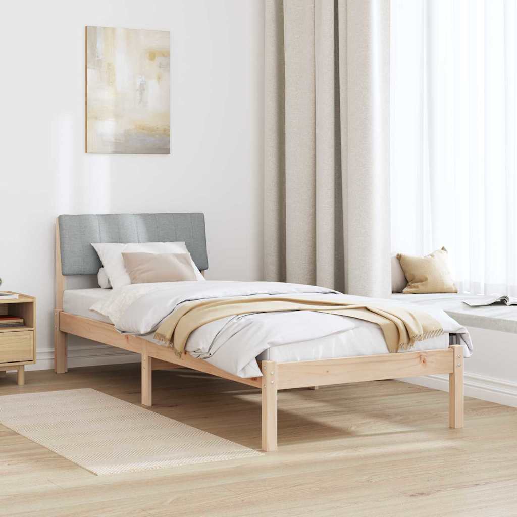 Sengestel Brun og lys grå 75 x 190 cm Massivt fyrretræ