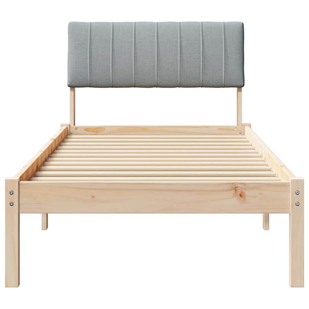 Sengestel Brun og lys grå 75 x 190 cm Massivt fyrretræ