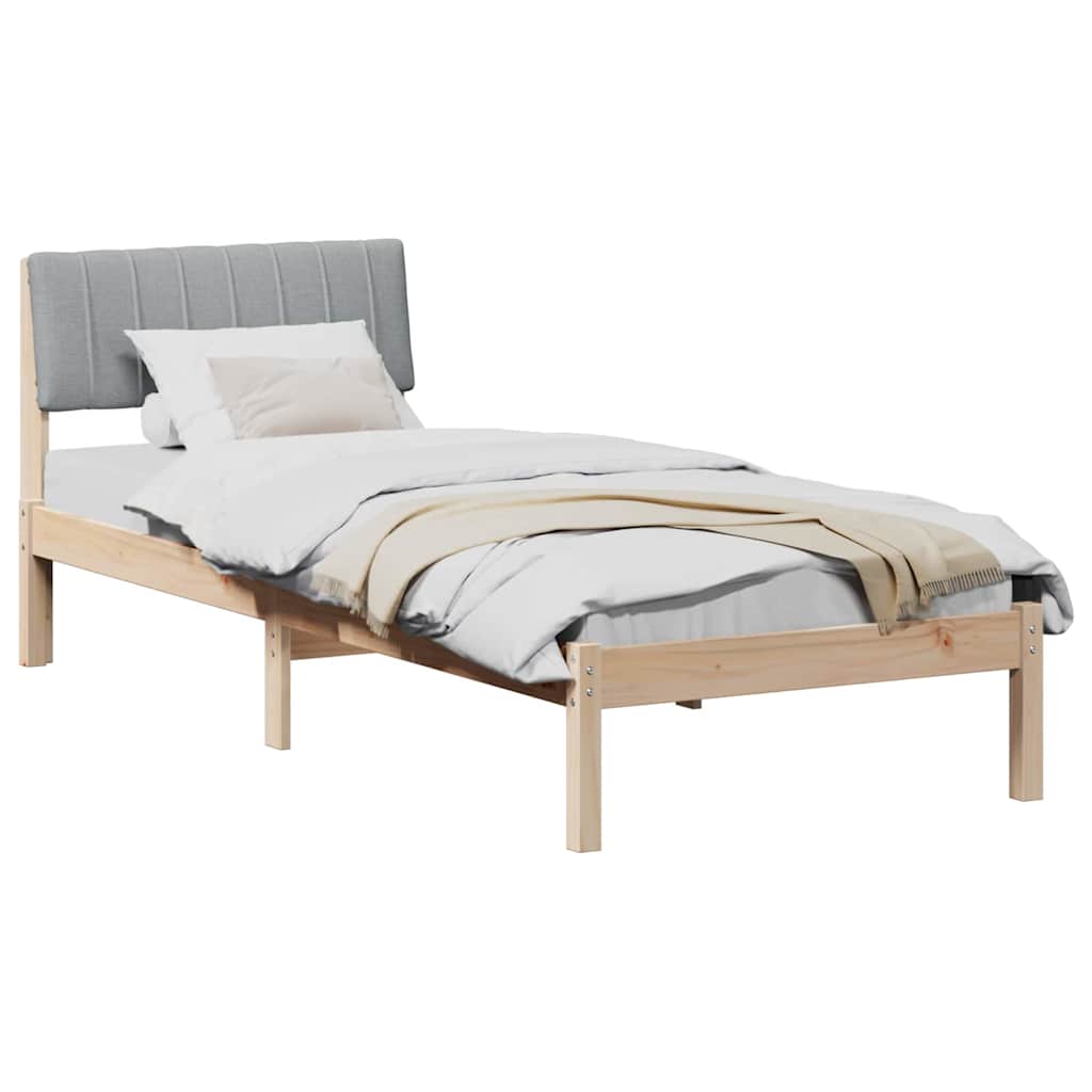 Sengestel Brun og lys grå 75 x 190 cm Massivt fyrretræ