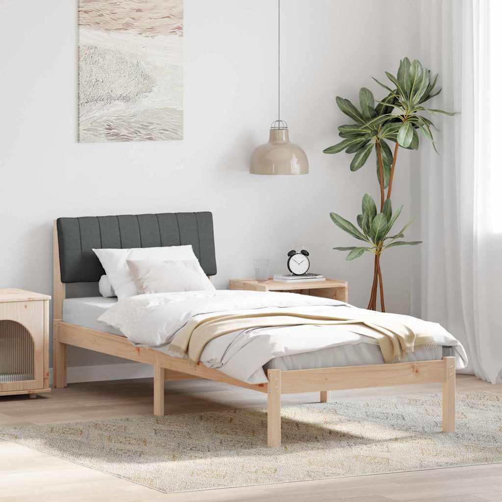 Sengestel brun og mørkegrå 75 x 190 cm Massivt fyrretræ