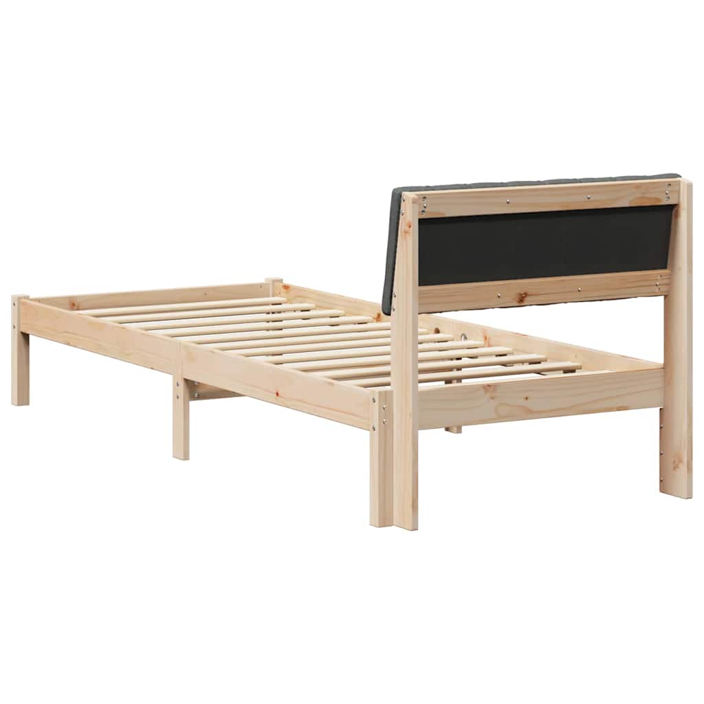 Sengestel brun og mørkegrå 75 x 190 cm Massivt fyrretræ