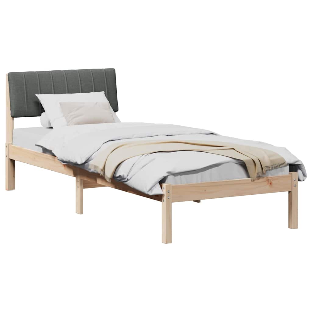 Sengestel brun og mørkegrå 75 x 190 cm Massivt fyrretræ