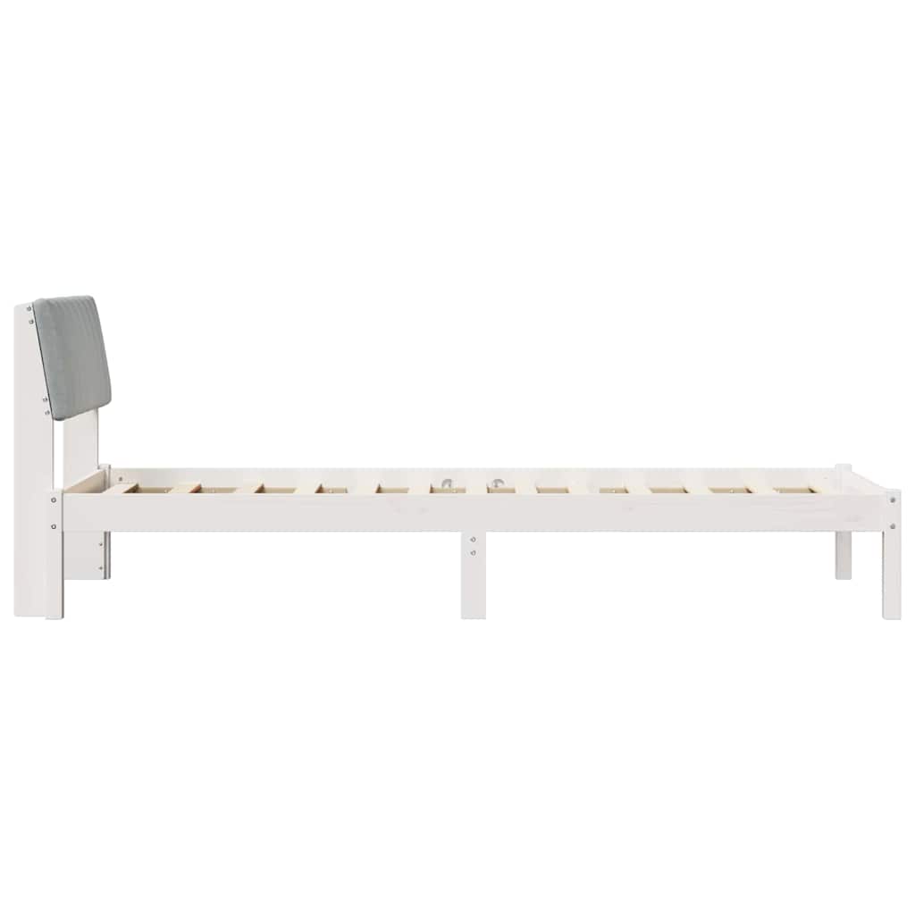 Sengestel Hvid og lys grå 75 x 190 cm Massivt fyrretræ