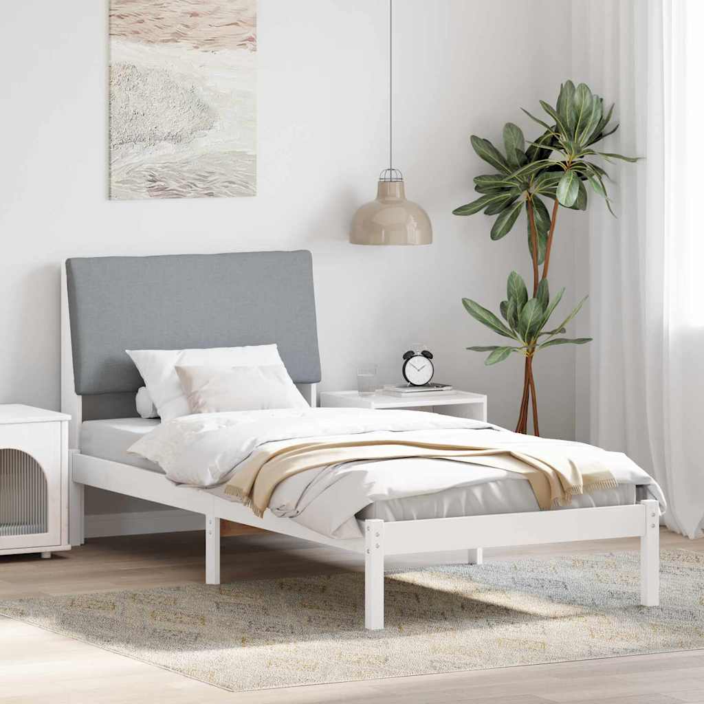 Sengestel Hvid og lys grå 100 x 200 cm Massivt fyrretræ
