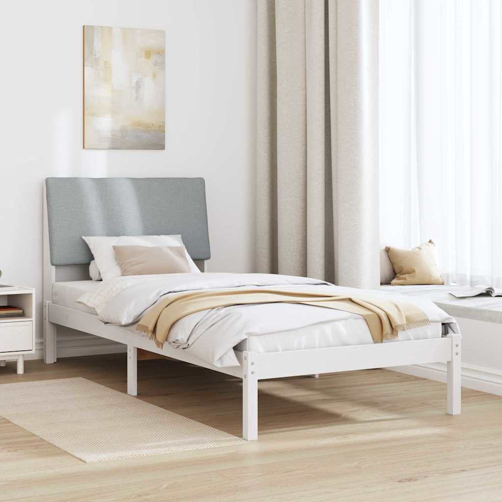 Sengestel Hvid og lys grå 100 x 200 cm Massivt fyrretræ