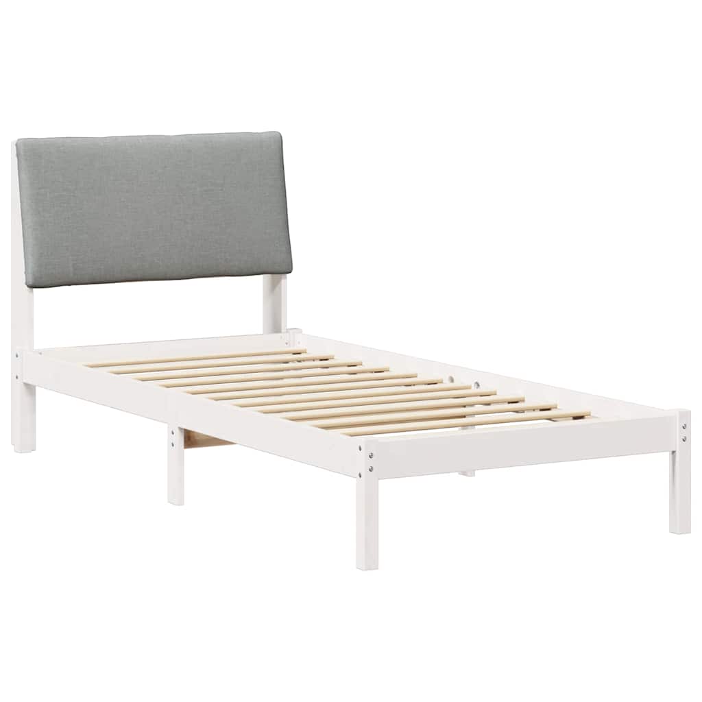 Sengestel Hvid og lys grå 100 x 200 cm Massivt fyrretræ