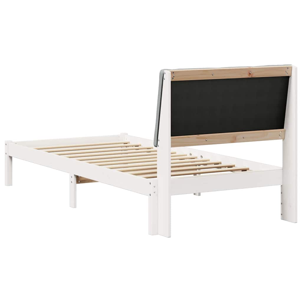 Sengestel Hvid og lys grå 100 x 200 cm Massivt fyrretræ