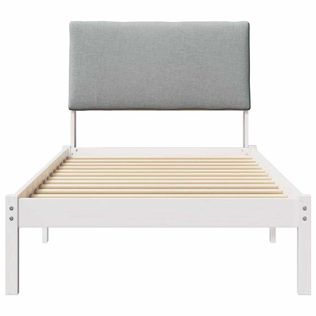Sengestel Hvid og lys grå 100 x 200 cm Massivt fyrretræ