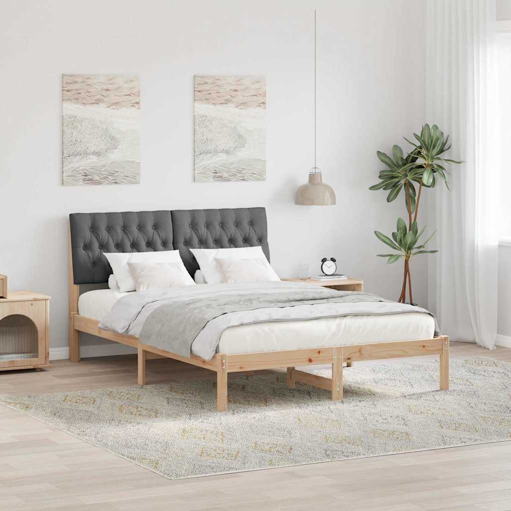 Sengestel med Polstret Hovedgavl Brun 135 x 190 cm
