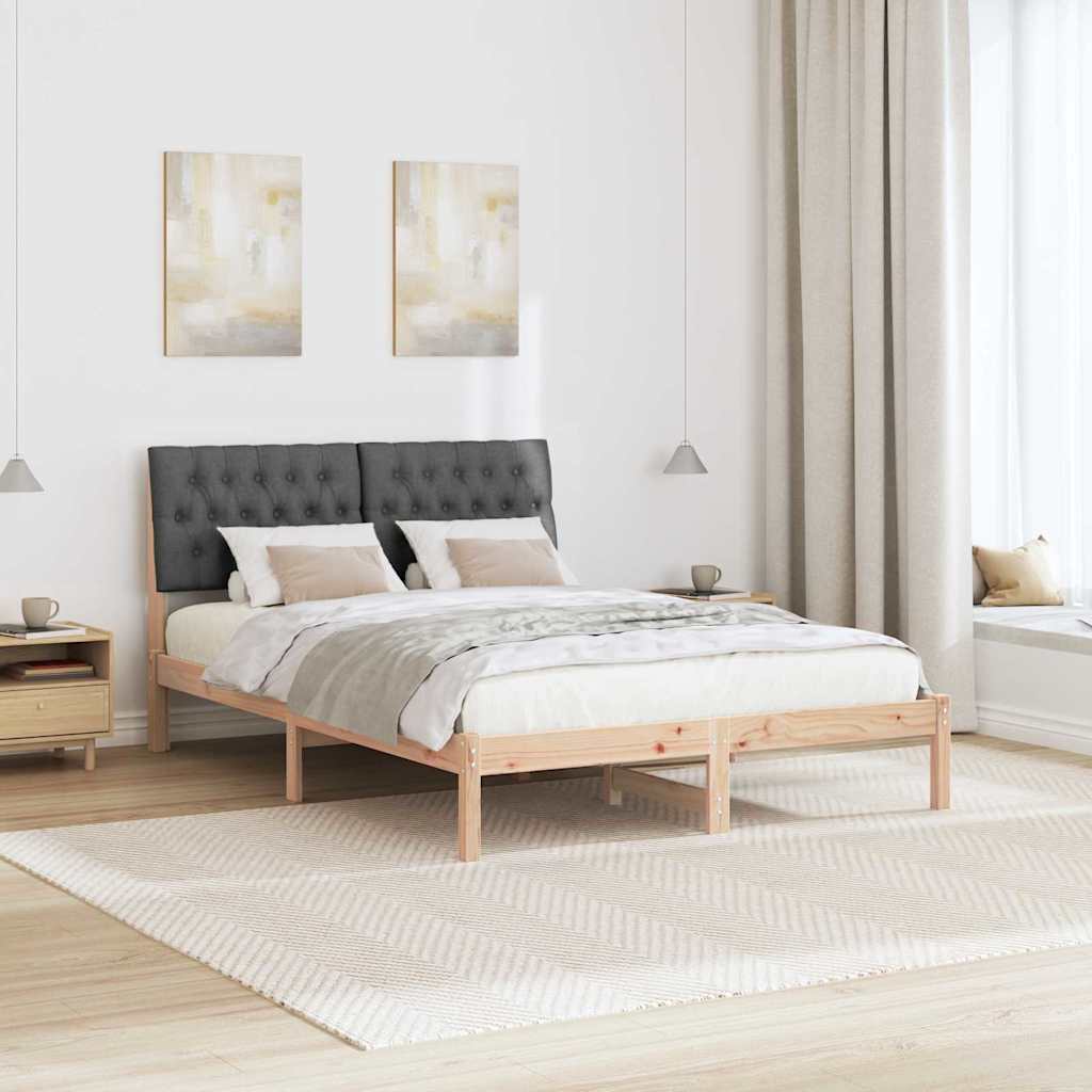Sengestel med Polstret Hovedgavl Brun 135 x 190 cm