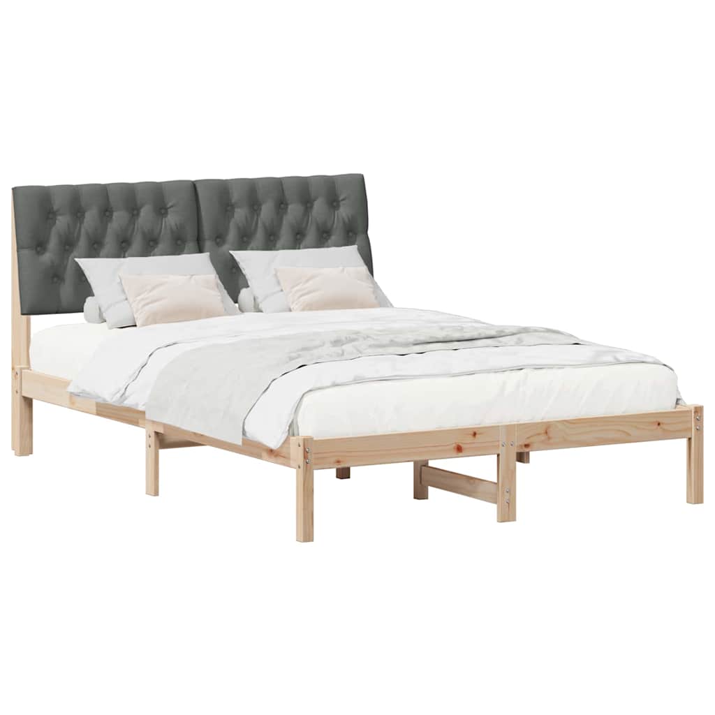 Sengestel med Polstret Hovedgavl Brun 135 x 190 cm