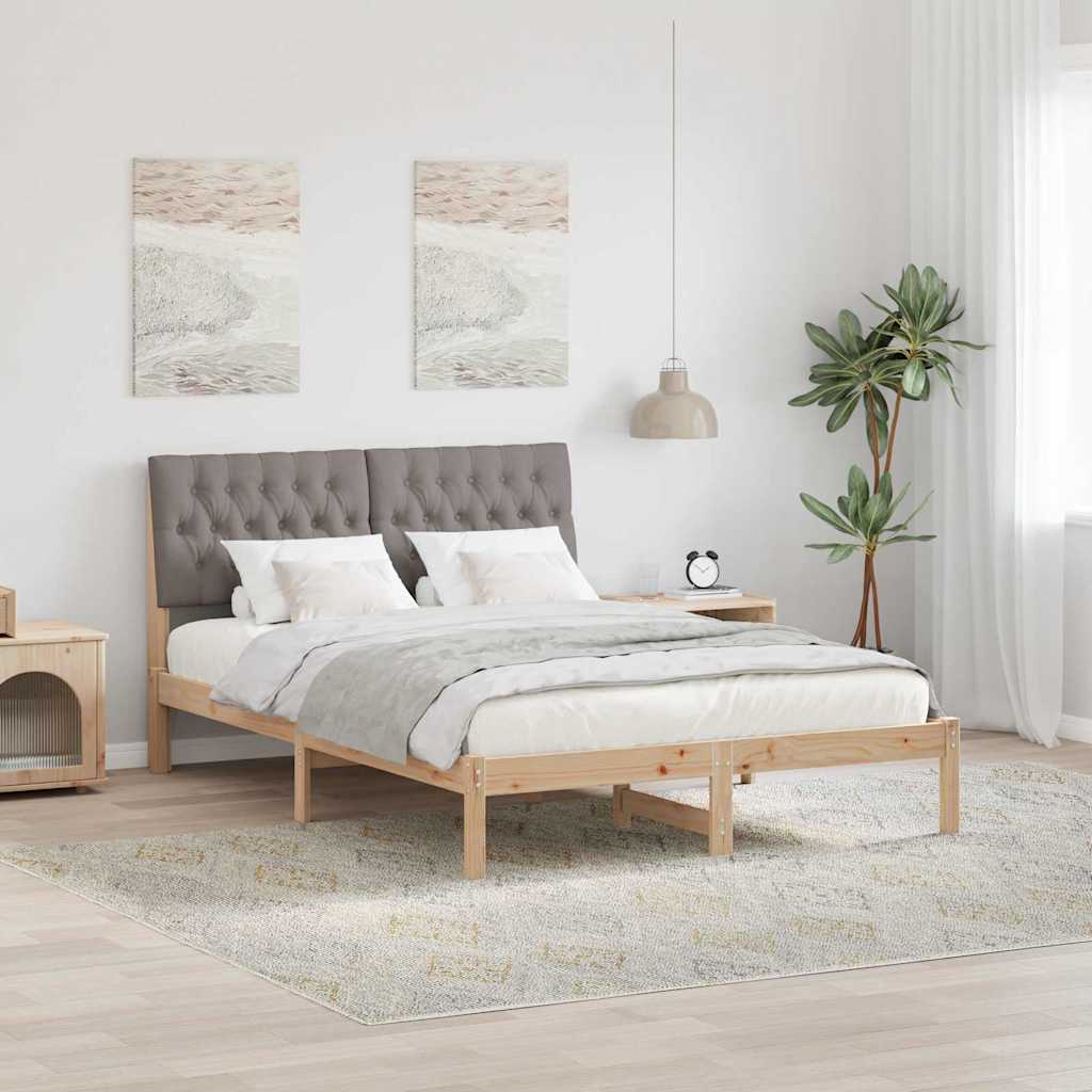 Sengestel med Polstret Hovedgavl Brun 135 x 190 cm