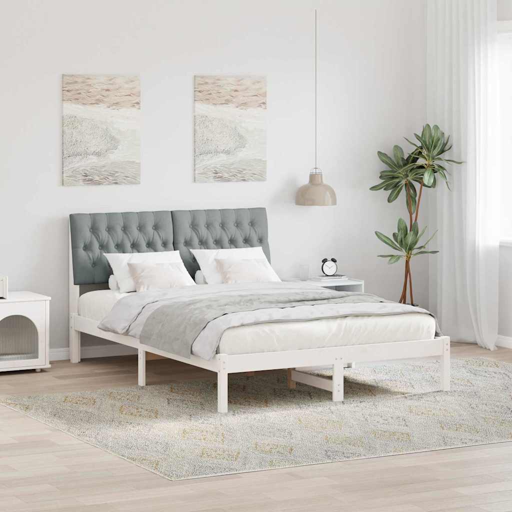 Sengestel med Polstret Hovedgavl Hvid 135 x 190 cm