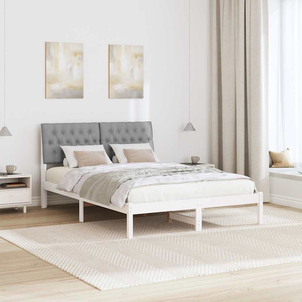 Sengestel med Polstret Hovedgavl Hvid 135 x 190 cm