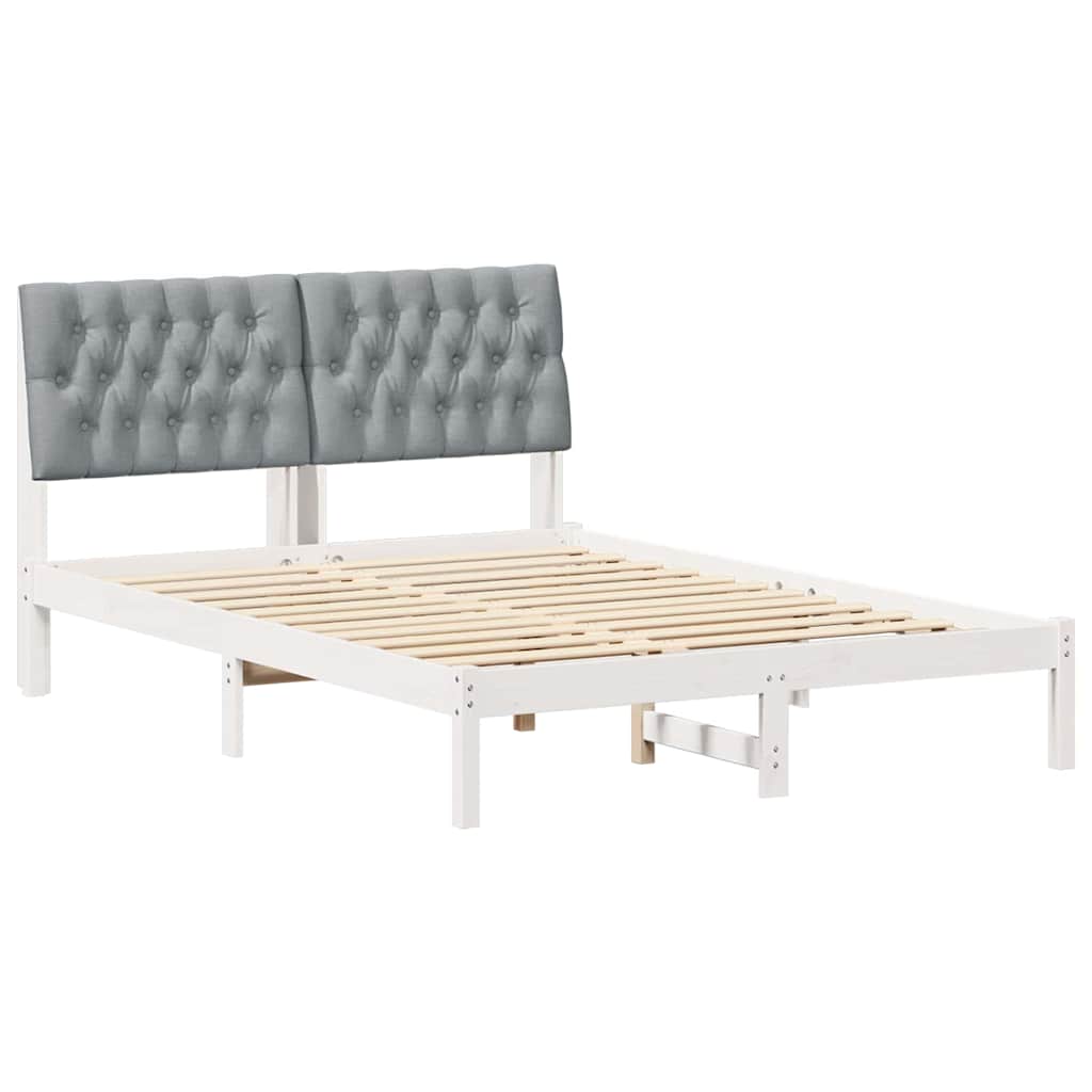 Sengestel med Polstret Hovedgavl Hvid 135 x 190 cm
