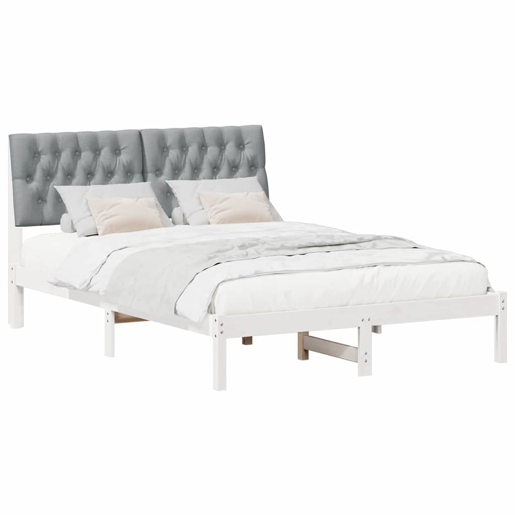 Sengestel med Polstret Hovedgavl Hvid 135 x 190 cm