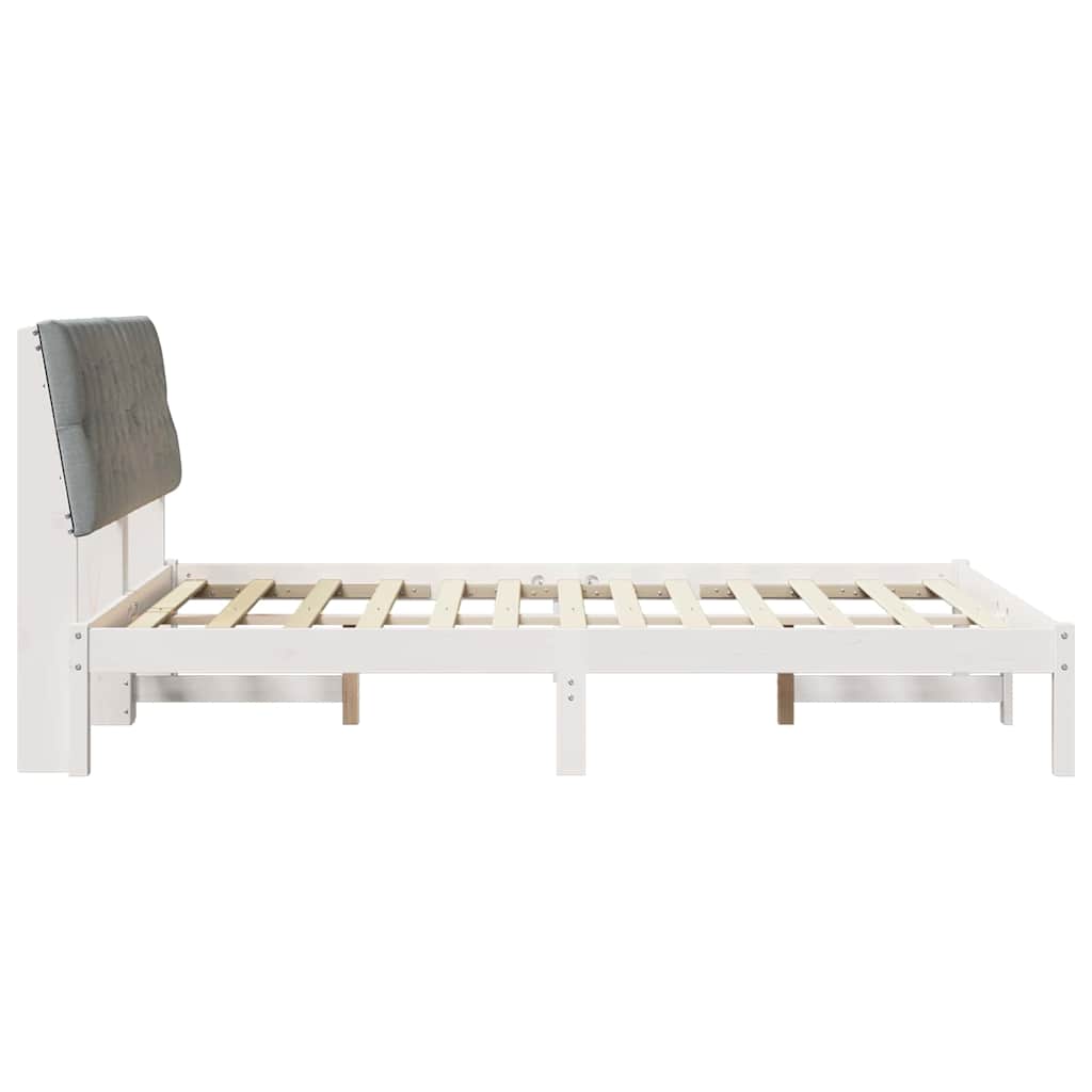 Sengestel med Polstret Hovedgavl Hvid 135 x 190 cm