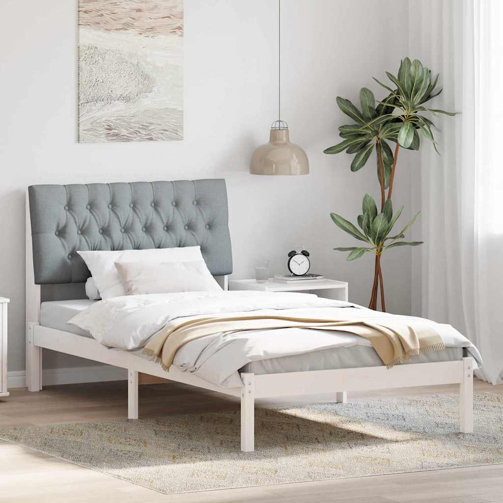 Sengestel med Polstret Hovedgavl Hvid 100 x 200 cm