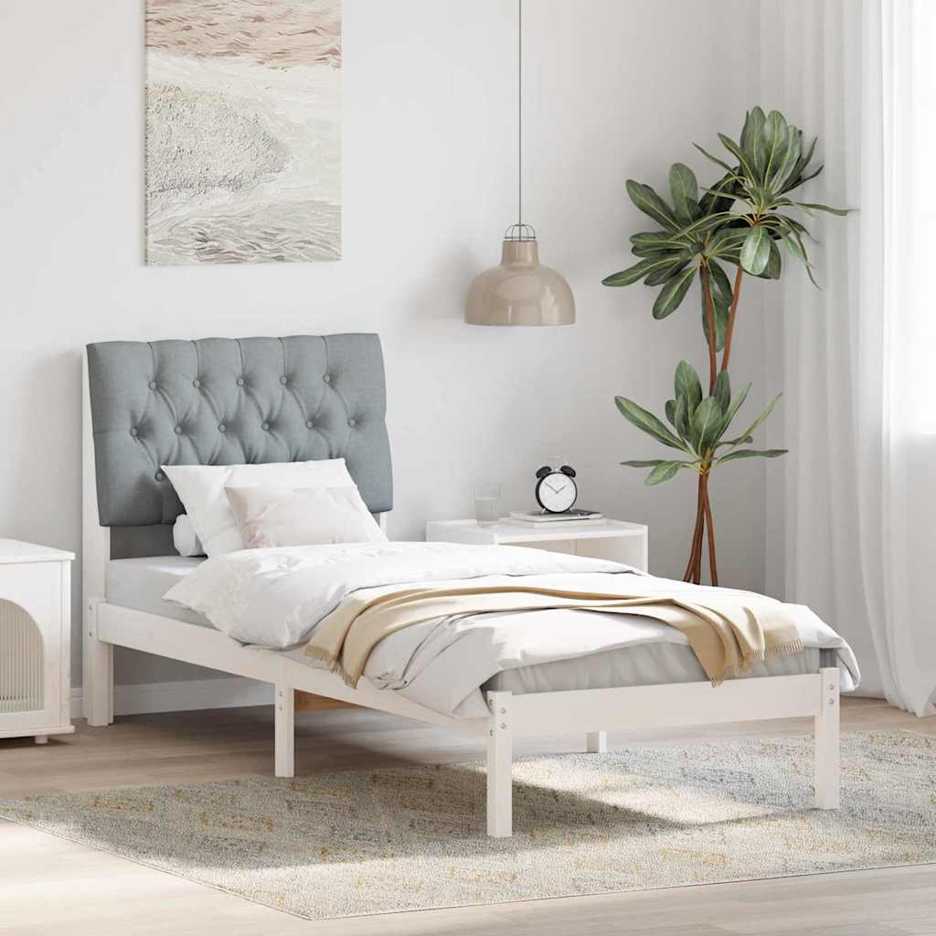Sengestel med Polstret Hovedgavl Hvid 75 x 190 cm