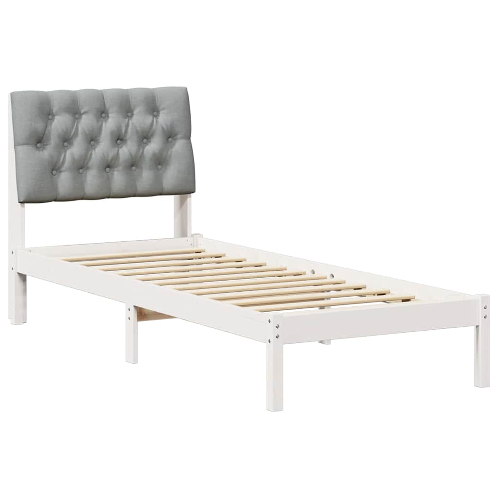 Sengestel med Polstret Hovedgavl Hvid 75 x 190 cm