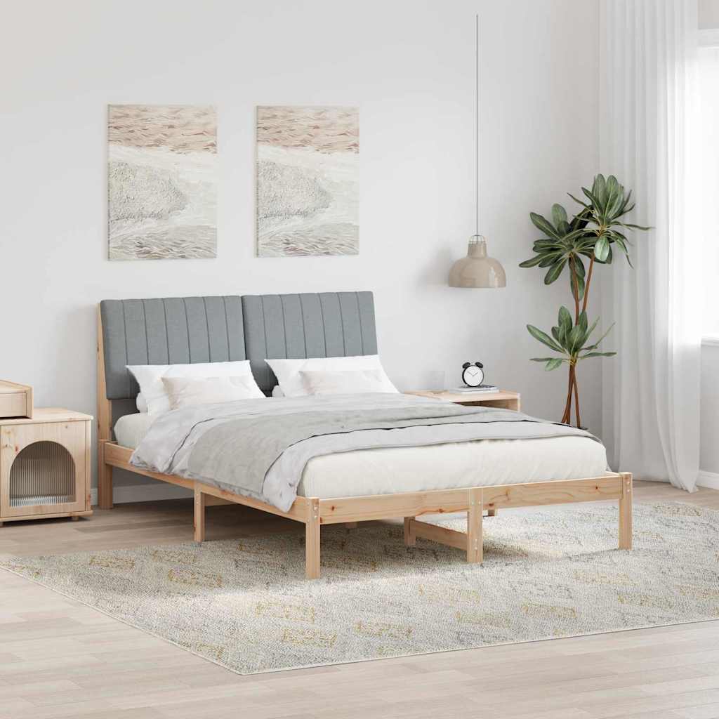 Sengestel med hovedgærde Brun 135 x 190 cm Massiv fyrretræ
