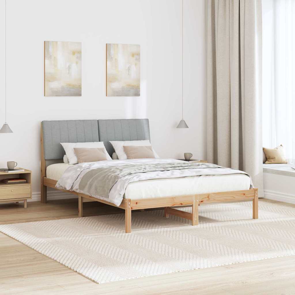 Sengestel med hovedgærde Brun 135 x 190 cm Massiv fyrretræ