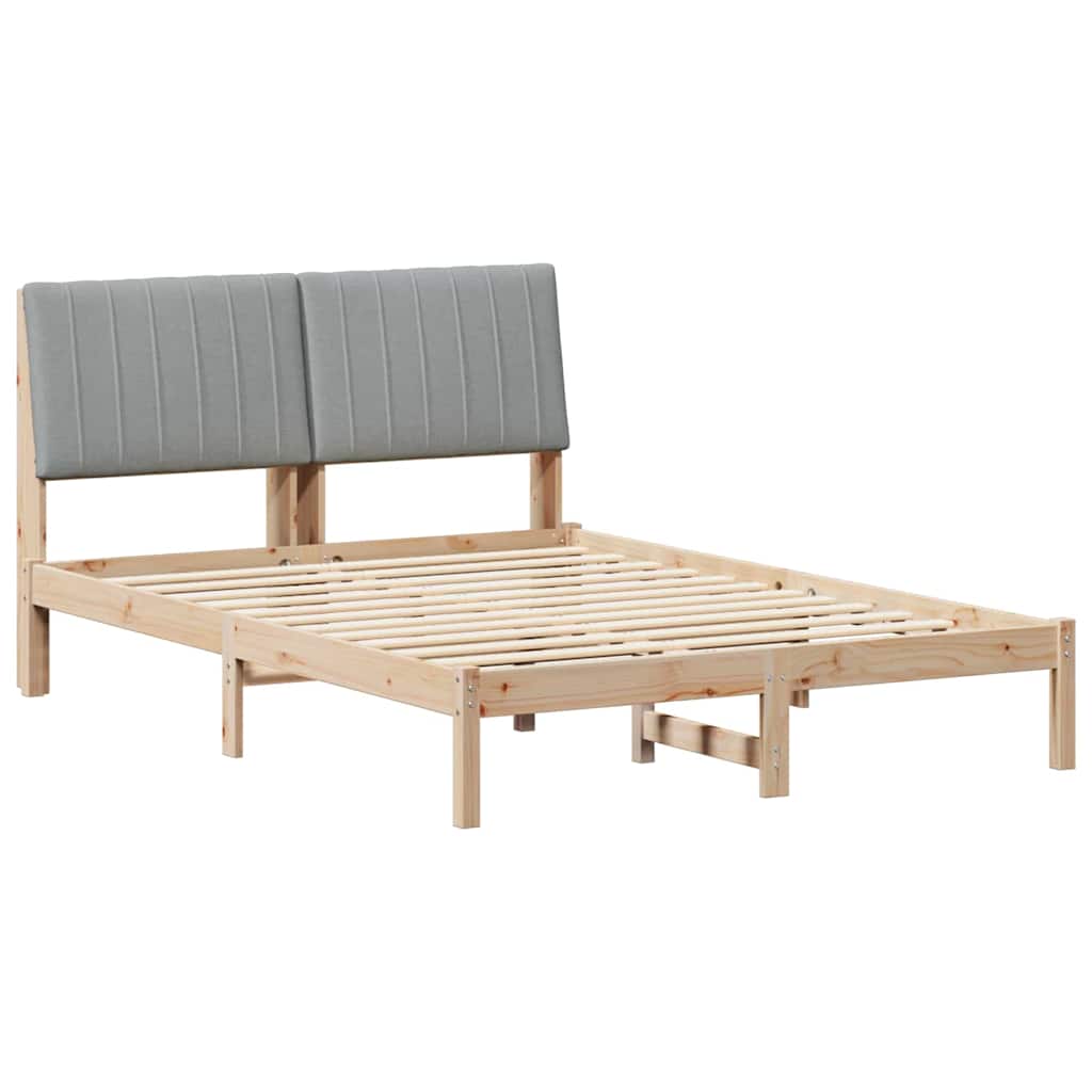 Sengestel med hovedgærde Brun 135 x 190 cm Massiv fyrretræ