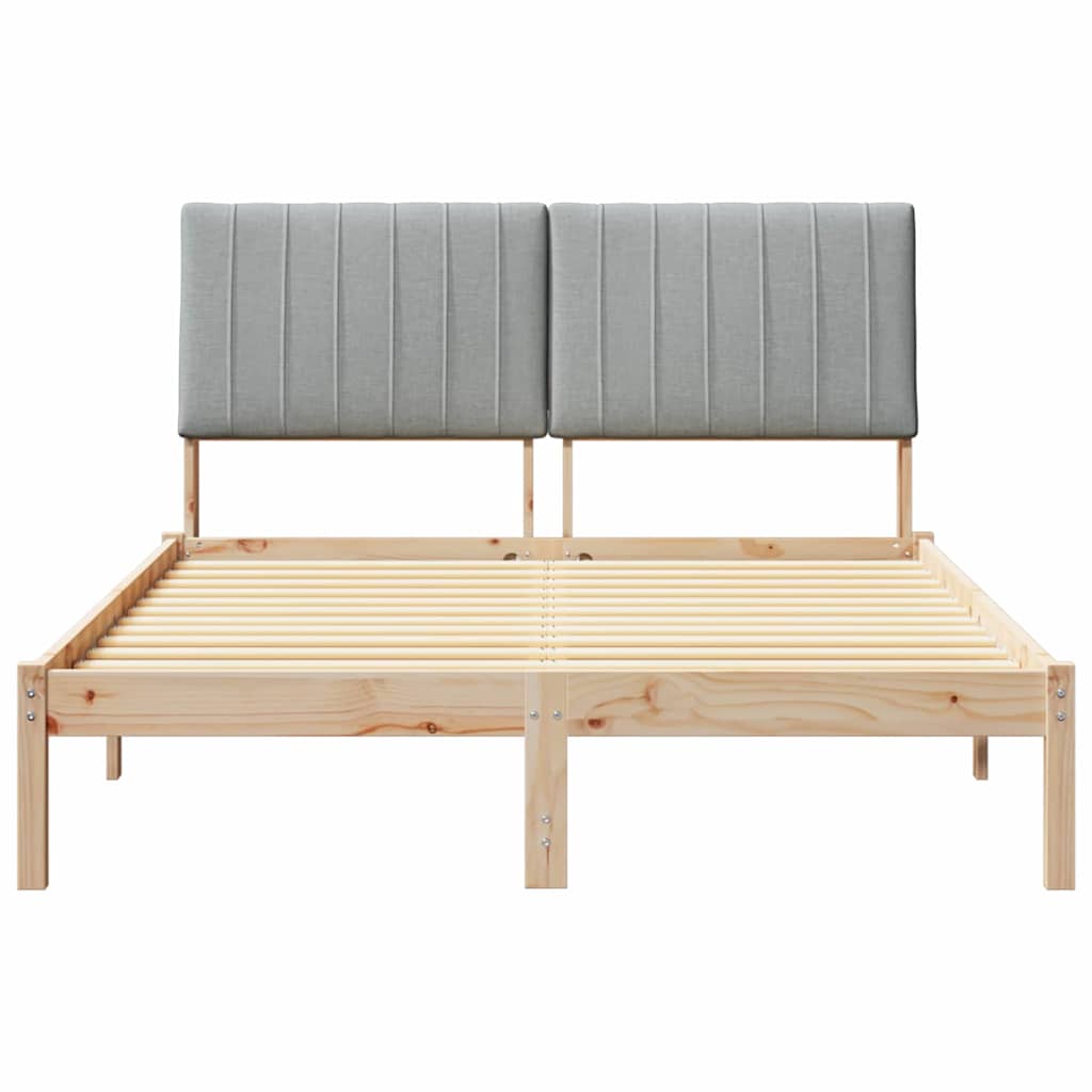 Sengestel med hovedgærde Brun 135 x 190 cm Massiv fyrretræ