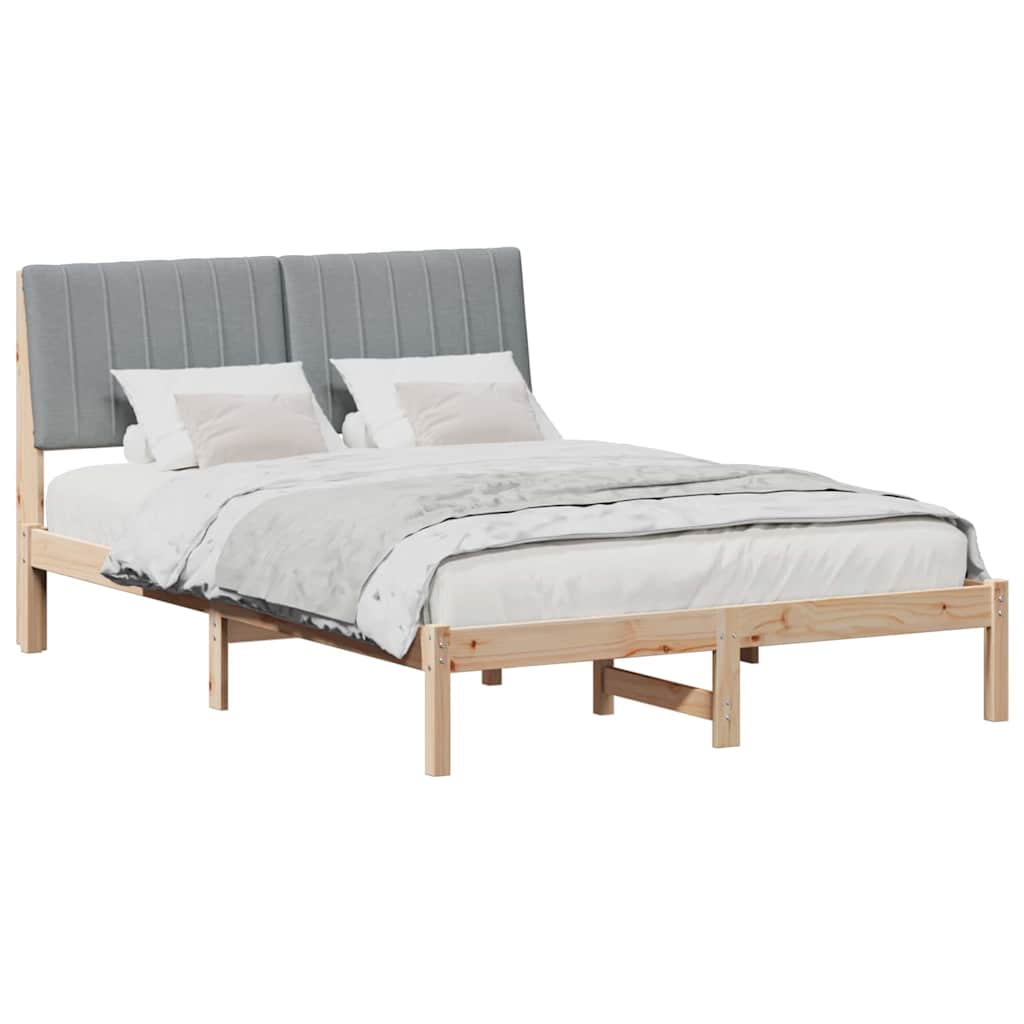 Sengestel med hovedgærde Brun 135 x 190 cm Massiv fyrretræ