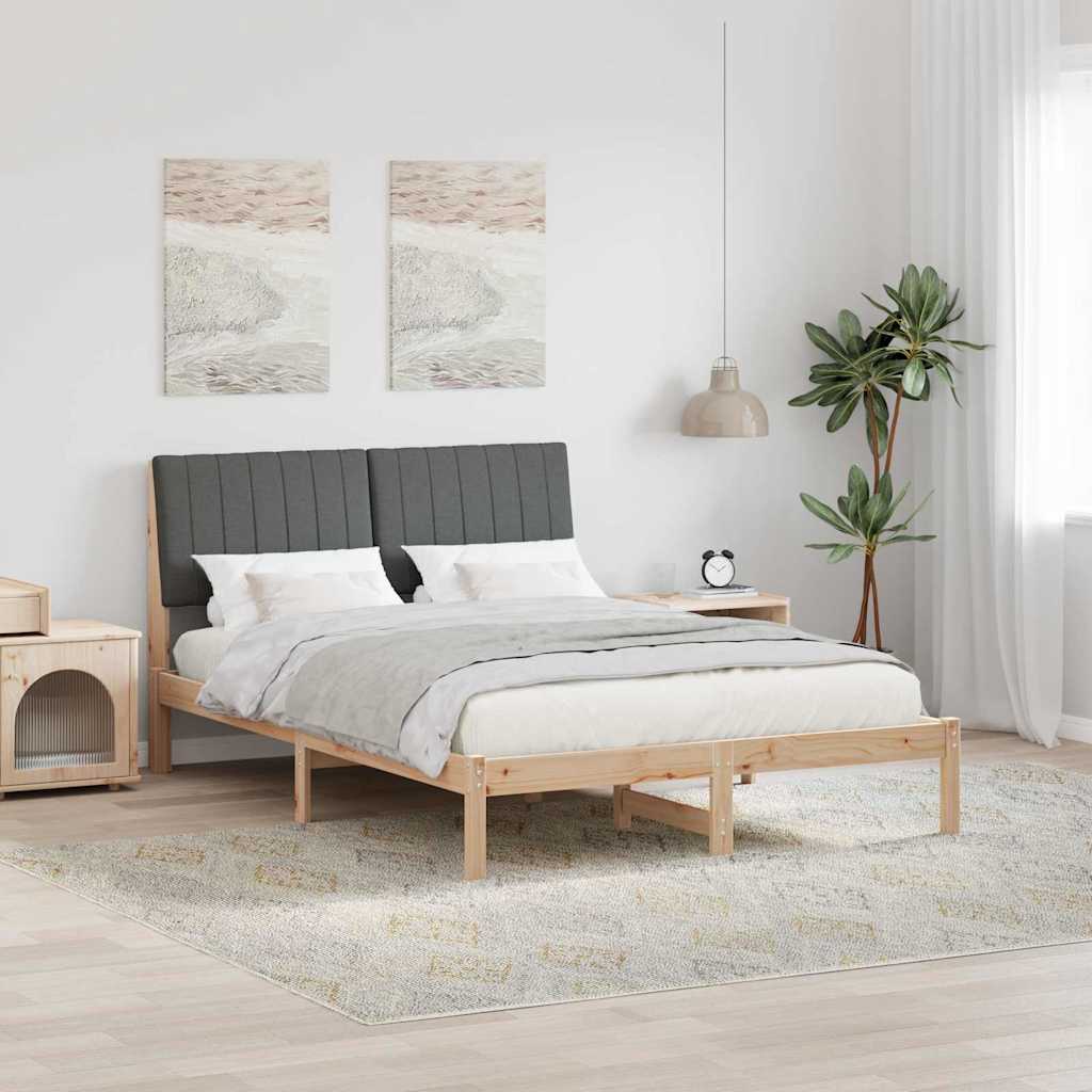 Sengestel med hovedgærde Brun 135 x 190 cm Massiv fyrretræ