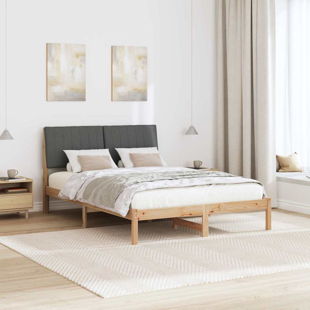 Sengestel med hovedgærde Brun 135 x 190 cm Massiv fyrretræ