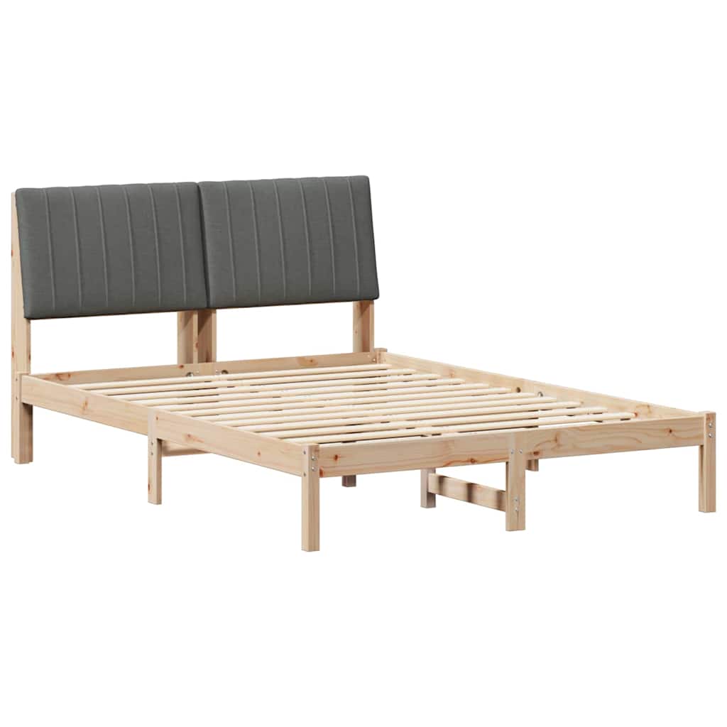 Sengestel med hovedgærde Brun 135 x 190 cm Massiv fyrretræ