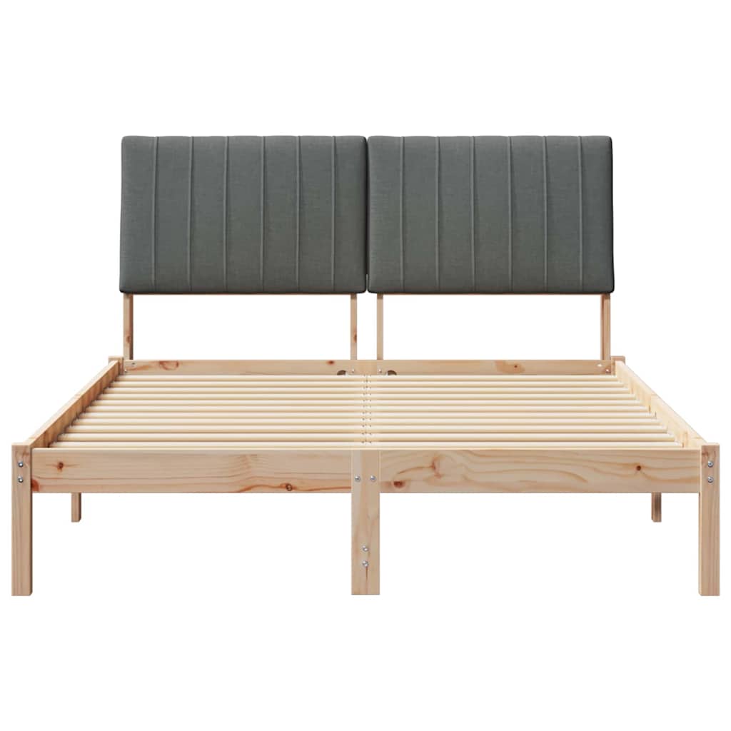 Sengestel med hovedgærde Brun 135 x 190 cm Massiv fyrretræ