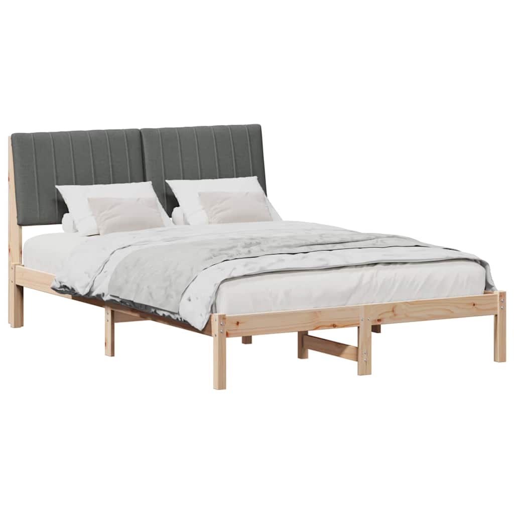 Sengestel med hovedgærde Brun 135 x 190 cm Massiv fyrretræ