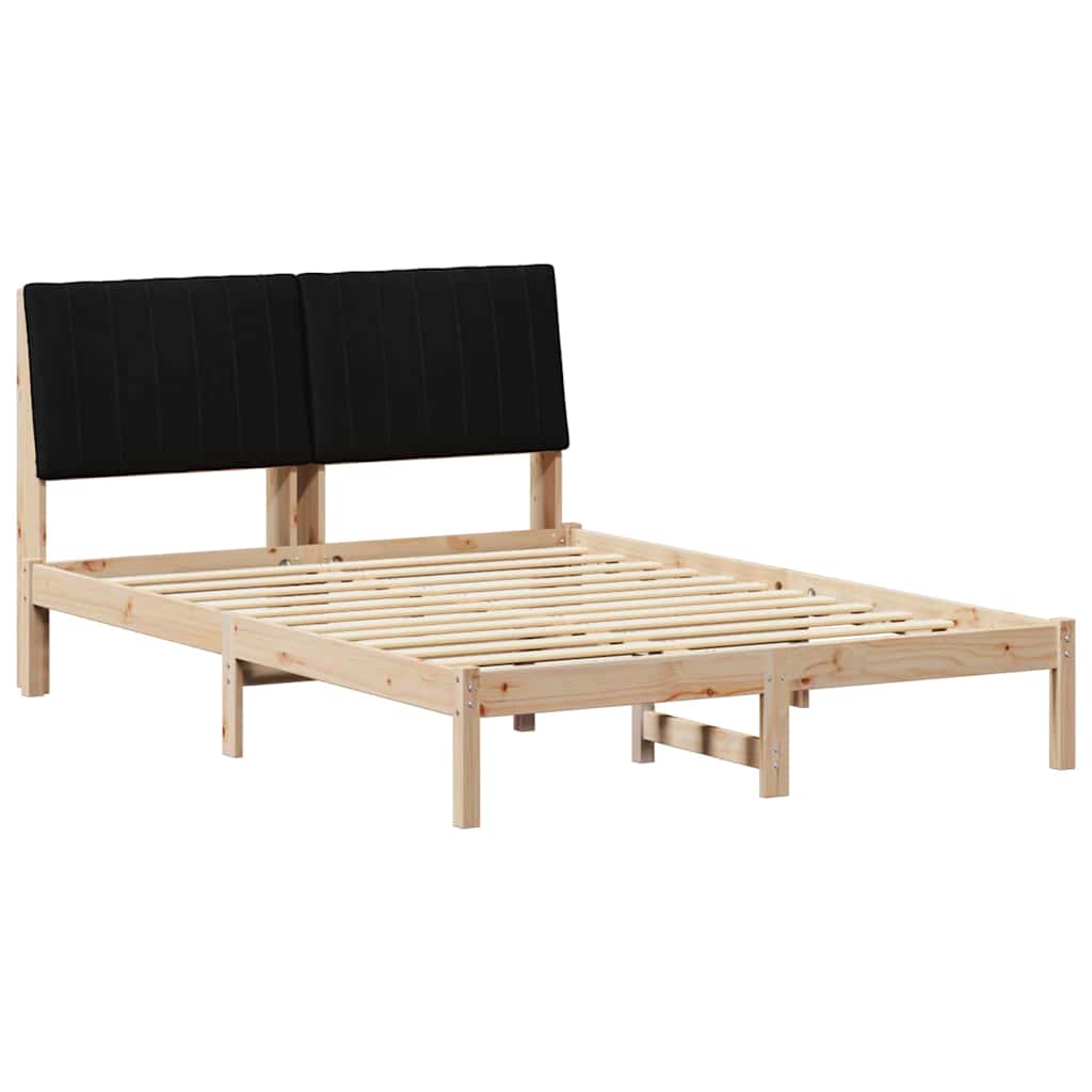 Sengestel med hovedgærde Brun 135 x 190 cm Massiv fyrretræ