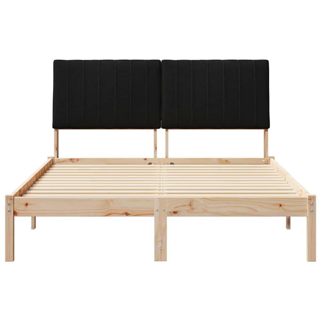Sengestel med hovedgærde Brun 135 x 190 cm Massiv fyrretræ