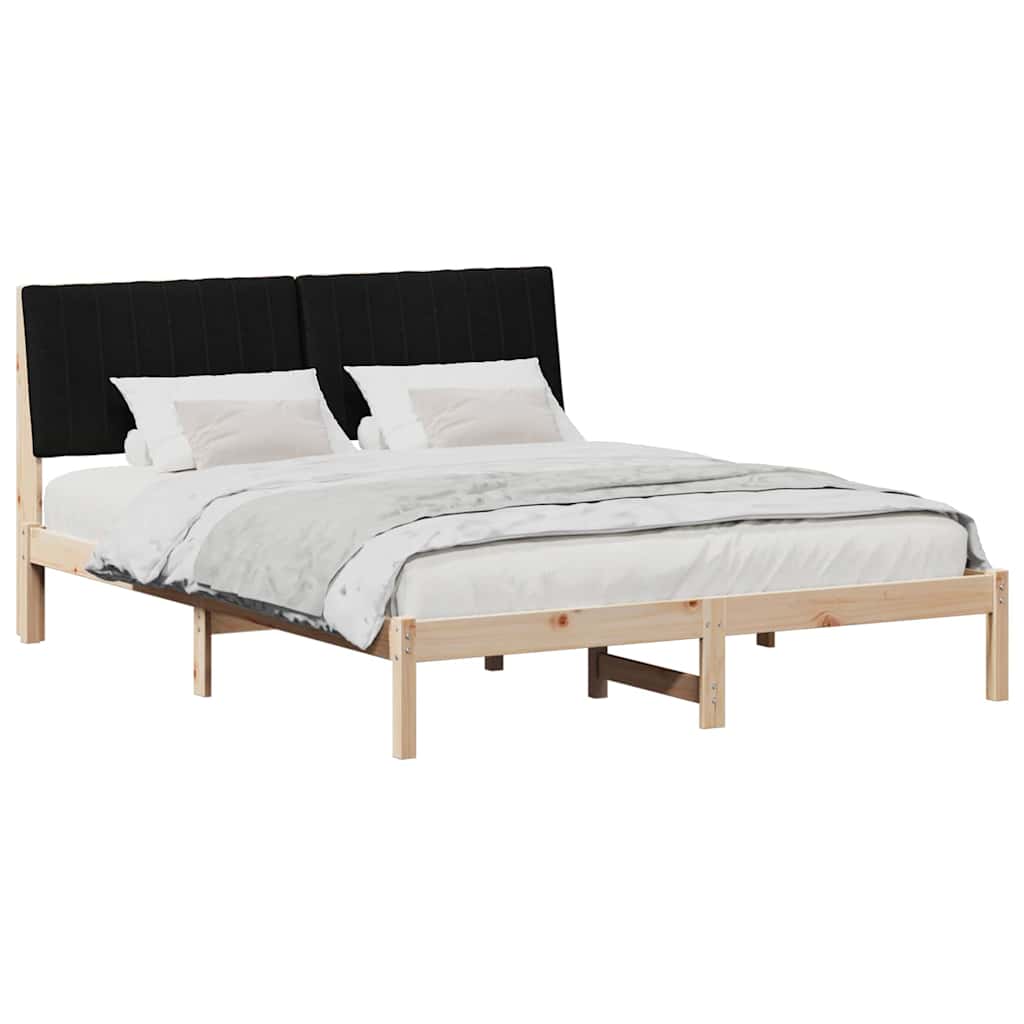 Sengestel med hovedgærde Brun 135 x 190 cm Massiv fyrretræ