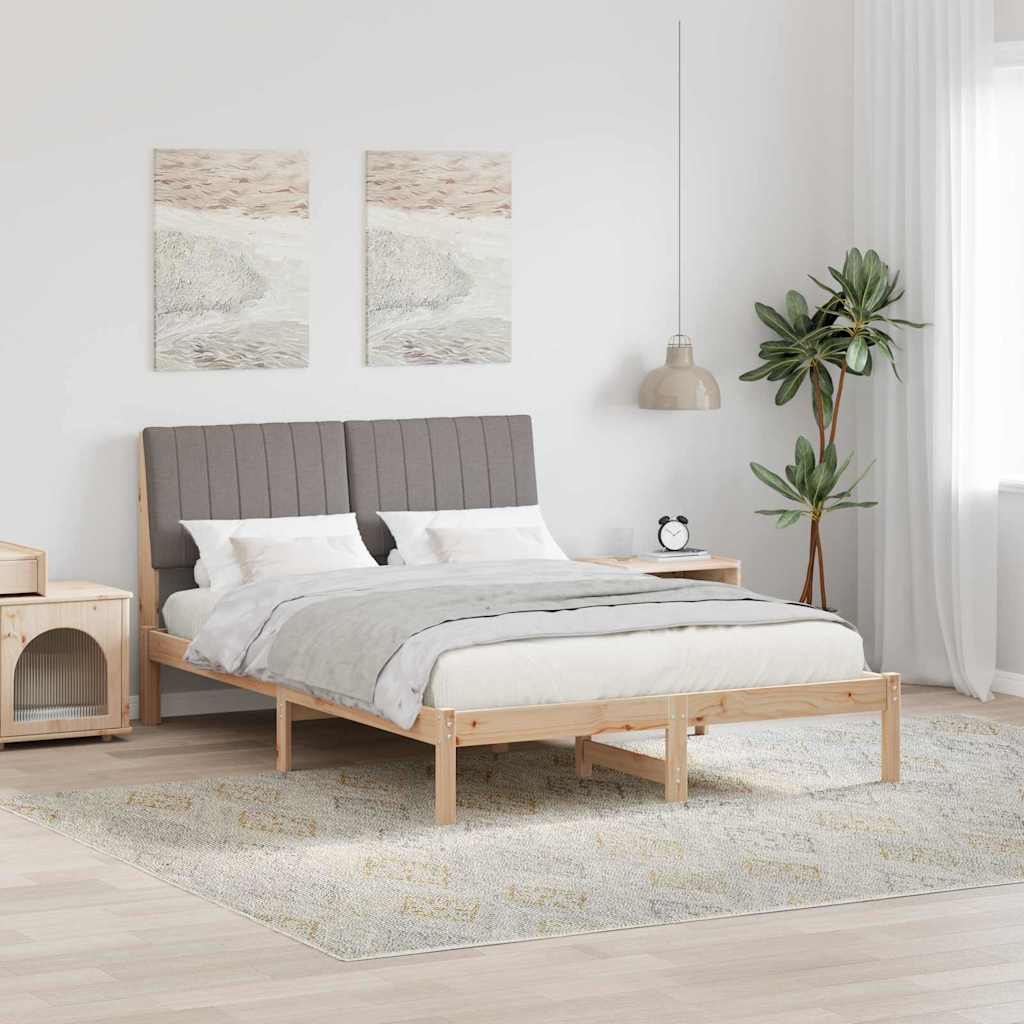 Sengestel med hovedgærde Brun 135 x 190 cm Massiv fyrretræ