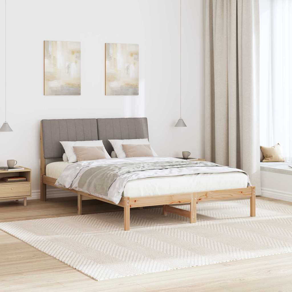 Sengestel med hovedgærde Brun 135 x 190 cm Massiv fyrretræ