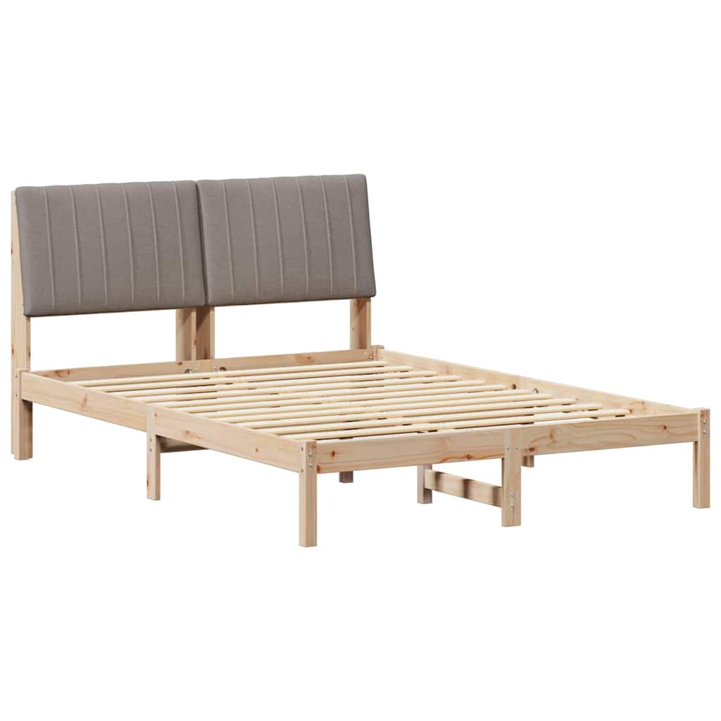 Sengestel med hovedgærde Brun 135 x 190 cm Massiv fyrretræ