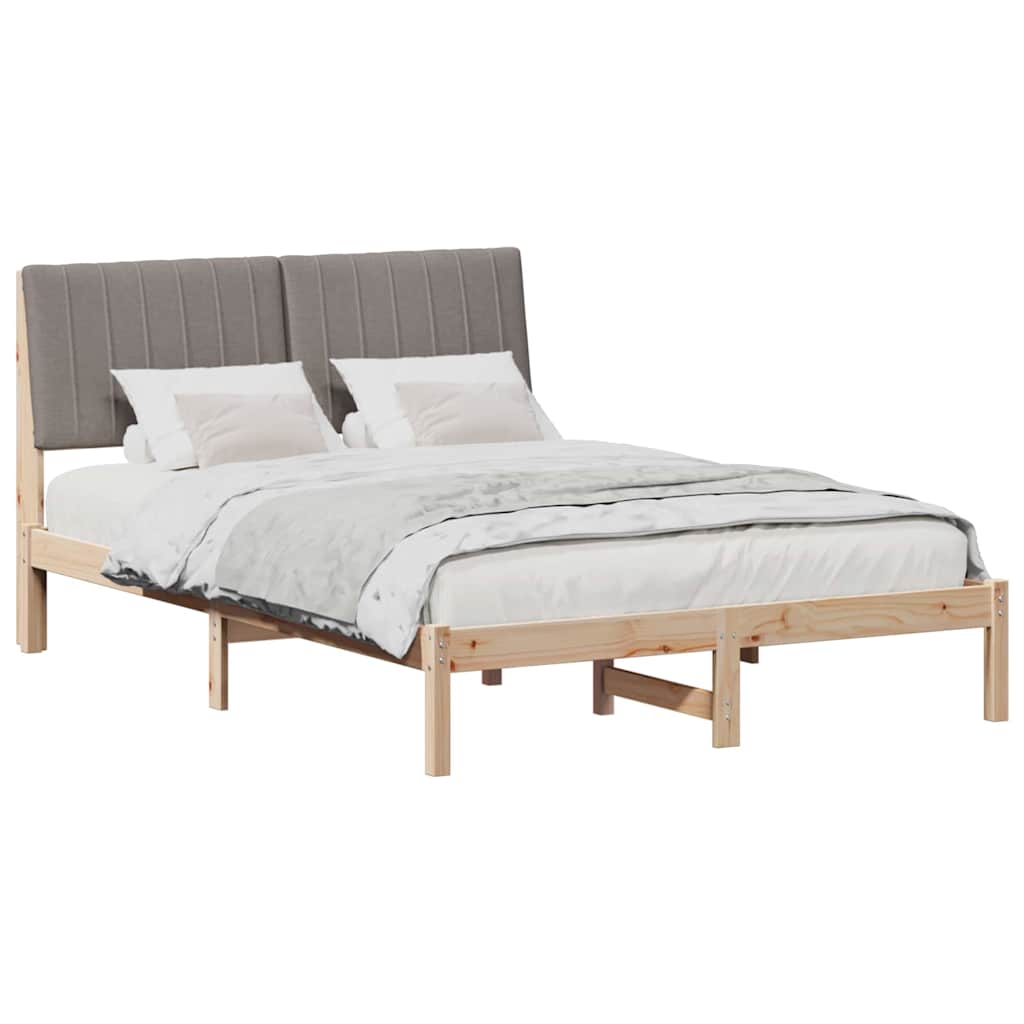 Sengestel med hovedgærde Brun 135 x 190 cm Massiv fyrretræ