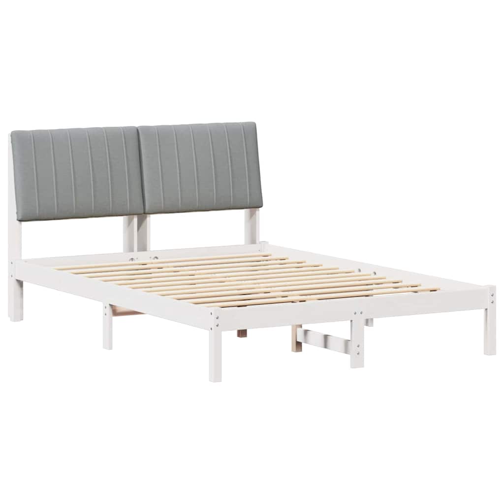 Sengestel med hovedgærde Hvid 135 x 190 cm Massiv fyrretræ