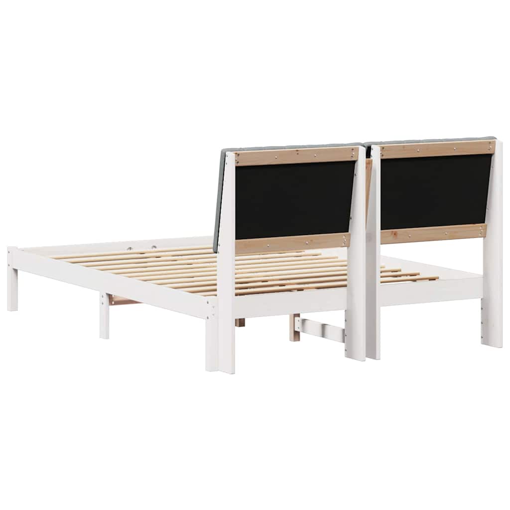 Sengestel med hovedgærde Hvid 135 x 190 cm Massiv fyrretræ