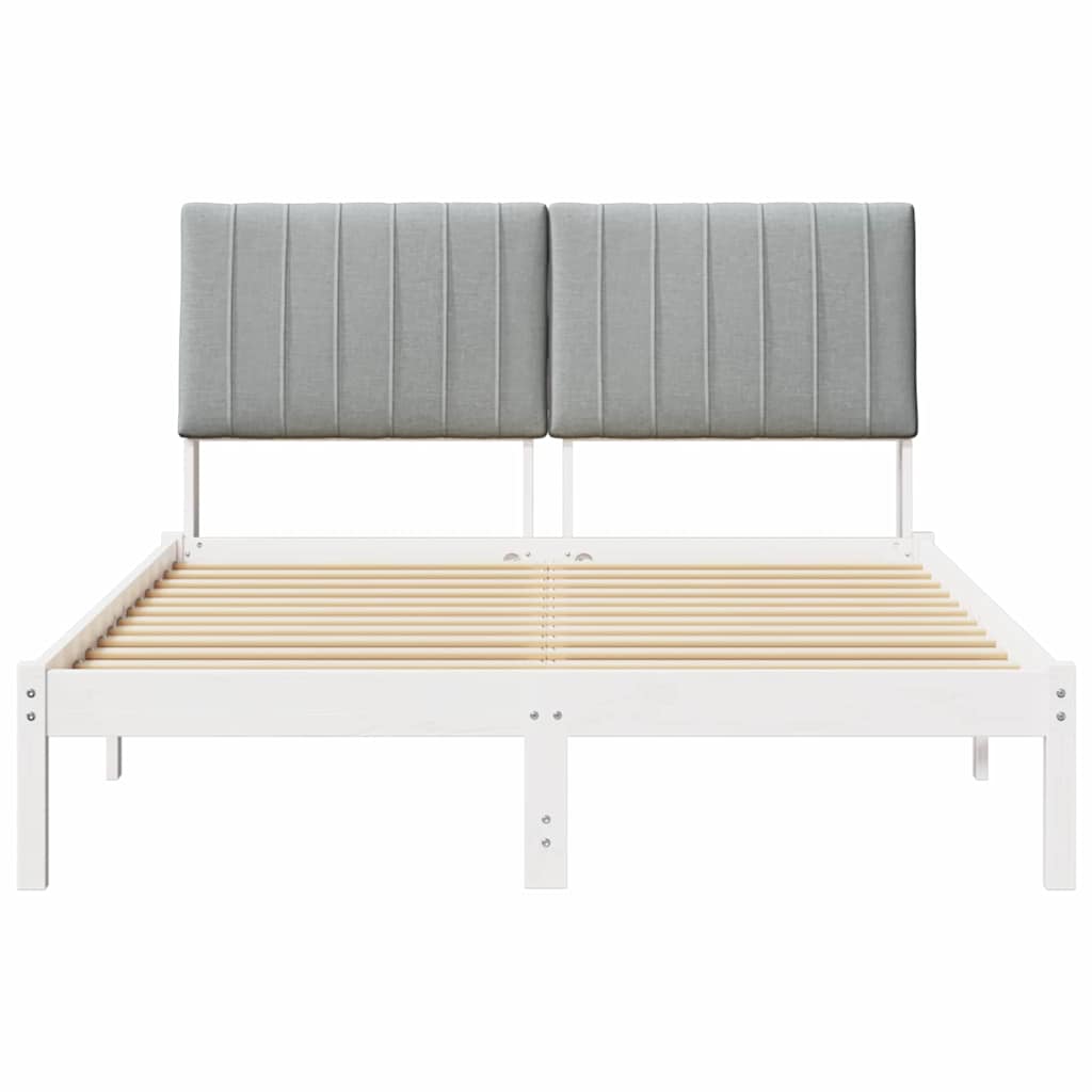 Sengestel med hovedgærde Hvid 135 x 190 cm Massiv fyrretræ